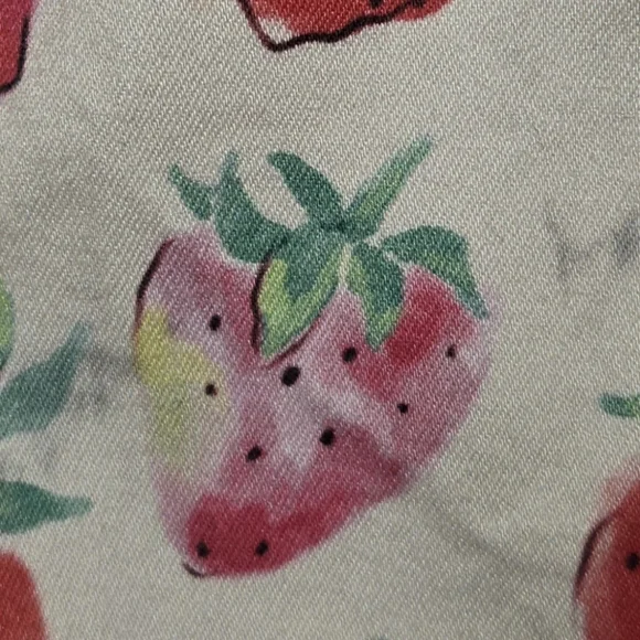 Machine Strawberry Print Flare Legged Stretchy 5 Pocket Zip Jeans Sz 9 - Picture 5 of 8